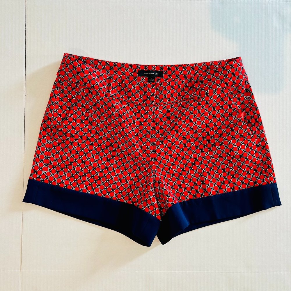 Ann Taylor printed Color block Dress Shorts Women’s Size 6 red blue